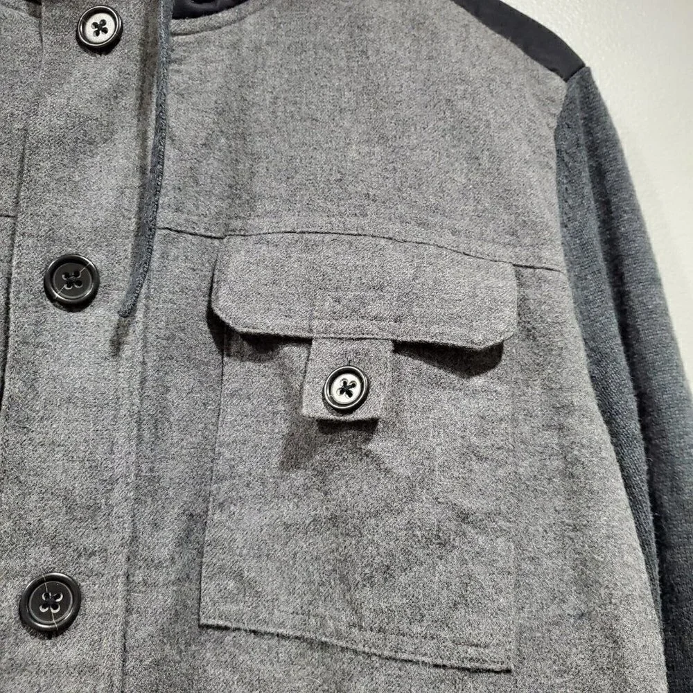 Banana Republic Men's Full-Zip Hooded Sweater Jacket Gray Pockets Sz L
